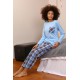 Moda Çizgi Kadın Uzun Kol Penye Pijama Takım 4198