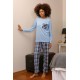Moda Çizgi Kadın Uzun Kol Penye Pijama Takım 4198