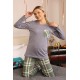 Moda Çizgi Kadın Uzun Kol Penye Pijama Takım 4199