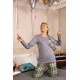 Moda Çizgi Kadın Uzun Kol Penye Pijama Takım 4199