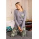 Moda Çizgi Kadın Uzun Kol Penye Pijama Takım 4199