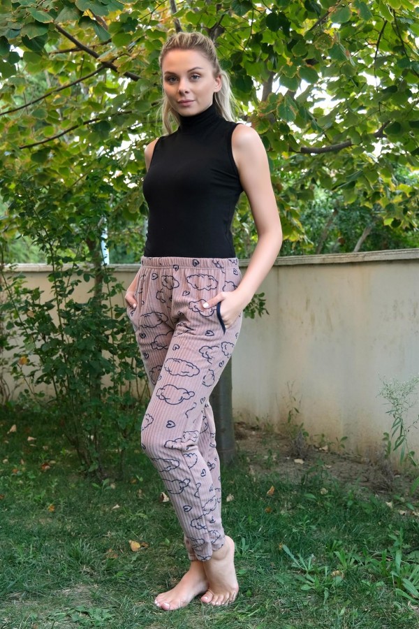 Moda Çizgi Kadın Welsoft Polar Tek Alt Pijama 210058