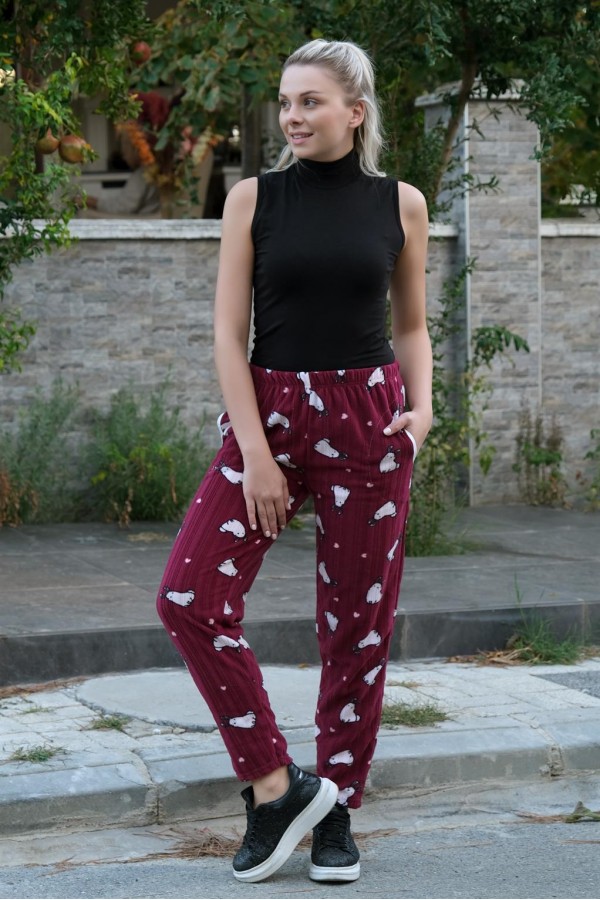 Moda Çizgi Kadın Welsoft Polar Tek Alt Pijama 210065