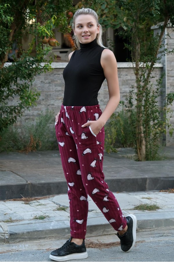 Moda Çizgi Kadın Welsoft Polar Tek Alt Pijama 210065