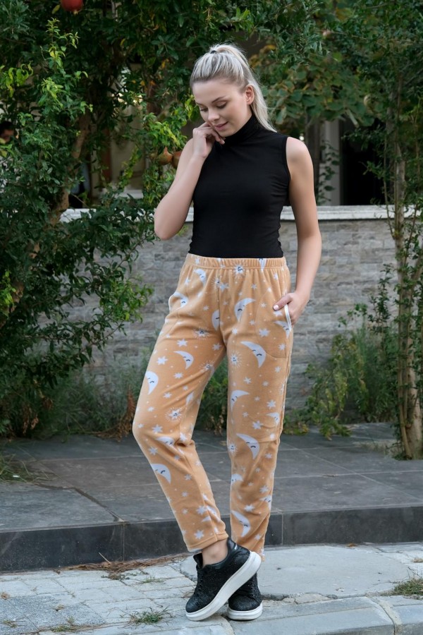 Moda Çizgi Kadın Welsoft Polar Tek Alt Pijama 210067