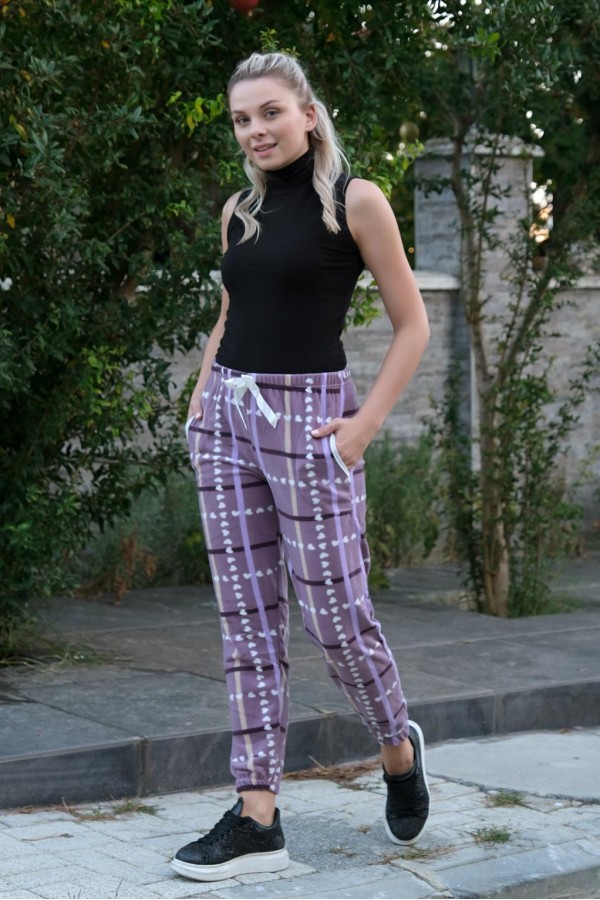 Moda Çizgi Kadın Welsoft Polar Tek Alt Pijama 210069