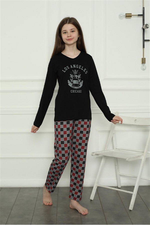 Moda Çizgi Kız Çocuk Penye Pijama Takım 20401