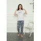 Moda Çizgi Kız Çocuk Penye Pijama Takım 20403