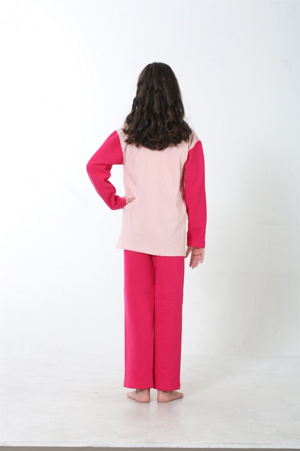 Moda Çizgi Kız Çocuk Penye Pijama Takım 4503