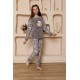 Moda Çizgi Kız Çocuk WelSoft Polar Gri Pijama Takımı 20523