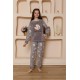 Moda Çizgi Kız Çocuk WelSoft Polar Gri Pijama Takımı 20523