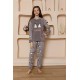 Moda Çizgi Kız Çocuk WelSoft Polar Gri Pijama Takımı 20524