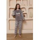 Moda Çizgi Kız Çocuk WelSoft Polar Gri Pijama Takımı 20524