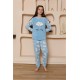 Moda Çizgi Kız Çocuk WelSoft Polar Mavi Pijama Takımı 20527