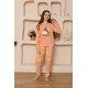 Moda Çizgi Kız Çocuk WelSoft Polar Turuncu Pijama Takımı 20526