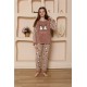 Moda Çizgi Kız Çocuk WelSoft Polar Vizon Pijama Takımı 20524