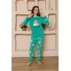 Moda Çizgi Kız Çocuk WelSoft Polar Yeşil Pijama Takımı 20526