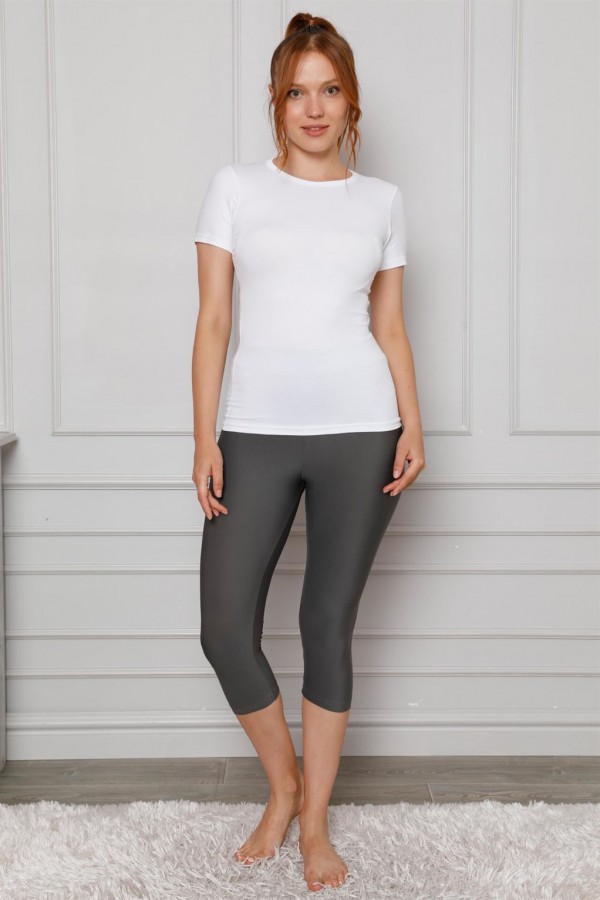 Moda Çizgi Microfiber Kapri Tayt 5863