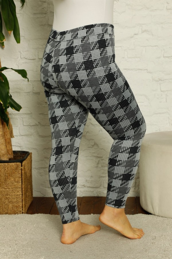 Moda Çizgi Penye Büyük Beden Tayt 5891