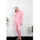 Moda Çizgi Polar Kadın Pembe Pijama Takımı 4130