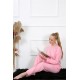 Moda Çizgi Polar Kadın Pembe Pijama Takımı 4130