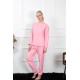 Moda Çizgi Polar Kadın Pembe Pijama Takımı 4130