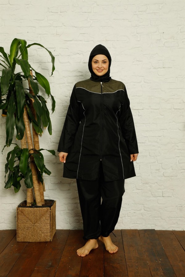 Moda Çizgi Tam Tesettür Büyük Beden Mayo 32019