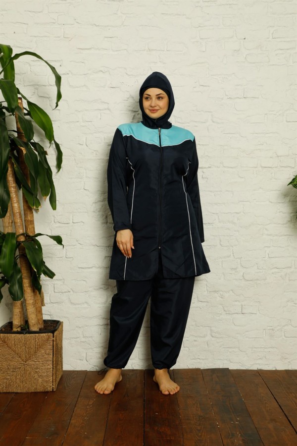 Moda Çizgi Tam Tesettür Büyük Beden Mayo 32020