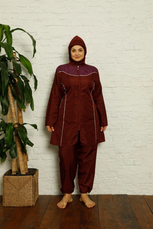 Moda Çizgi Tam Tesettür Büyük Beden Mayo 32021