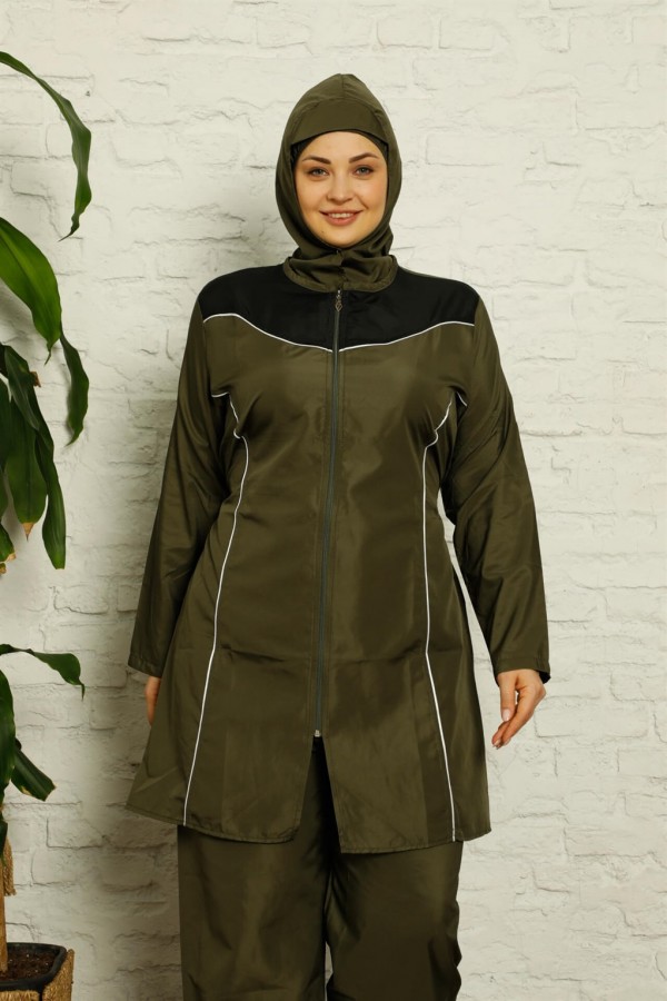 Moda Çizgi Tam Tesettür Büyük Beden Mayo 32023