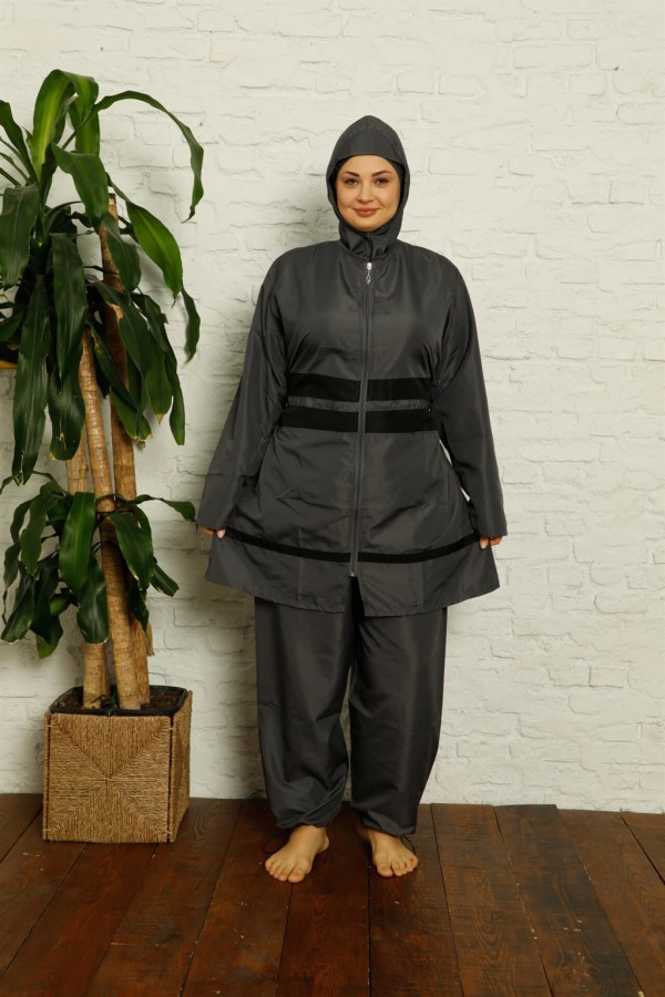 Moda Çizgi Tam Tesettür Büyük Beden Mayo 55005