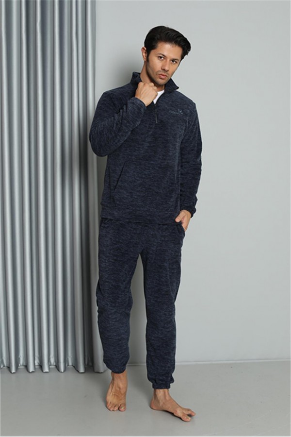 Moda Çizgi WelSoft Polar Fermuarlı Erkek Pijama Takımı 6839