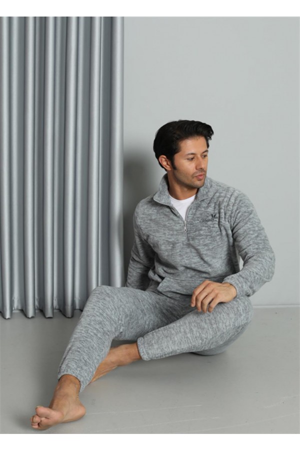 Moda Çizgi WelSoft Polar Fermuarlı Erkek Pijama Takımı 6840