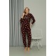 Moda Çizgi Welsoft Polar Kadın Kapşonlu Pijama Takımı 8513