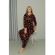 Moda Çizgi Welsoft Polar Kadın Kapşonlu Pijama Takımı 8513