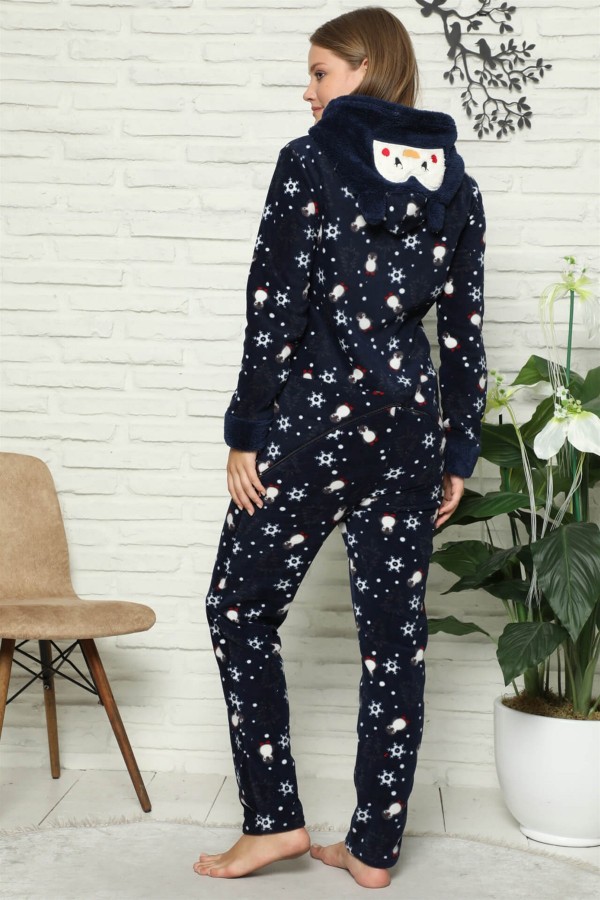 Moda Çizgi Welsoft Polar Kadın Kapşonlu Tulum 8096
