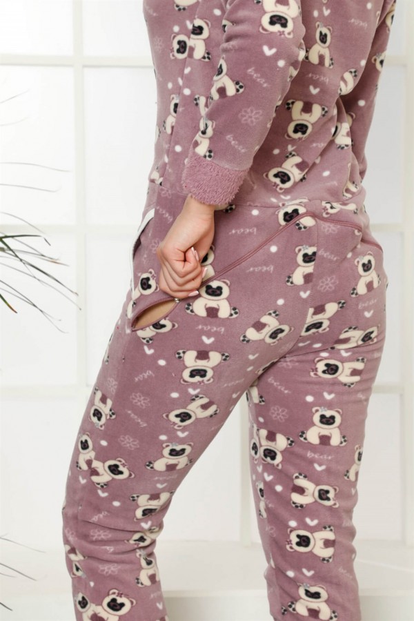 Moda Çizgi Polar Kadın Pijama Takımı