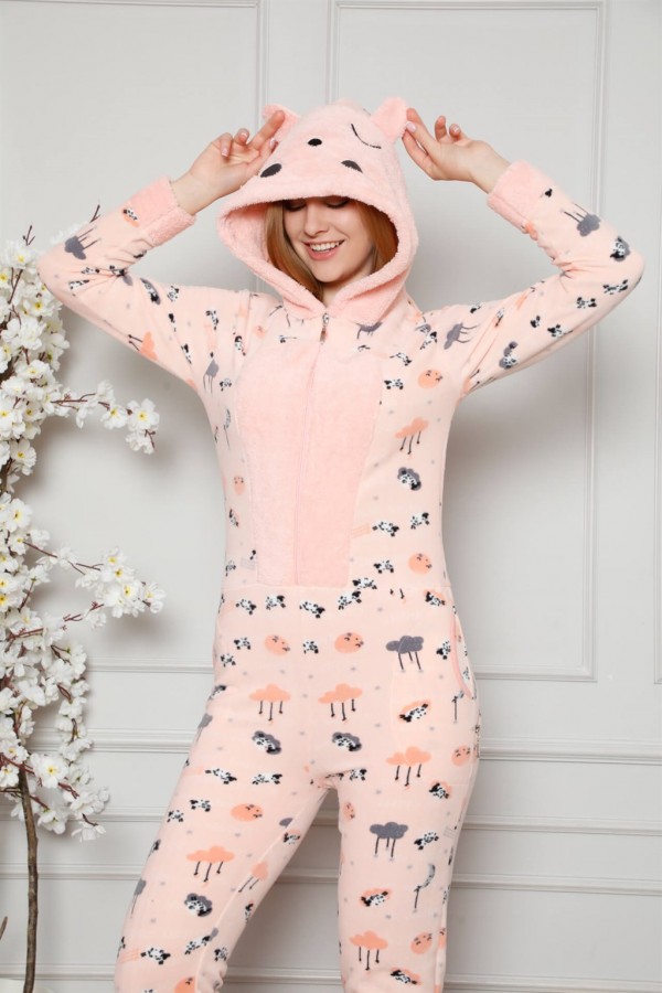 Moda Çizgi Polar Kadın Pijama Takımı