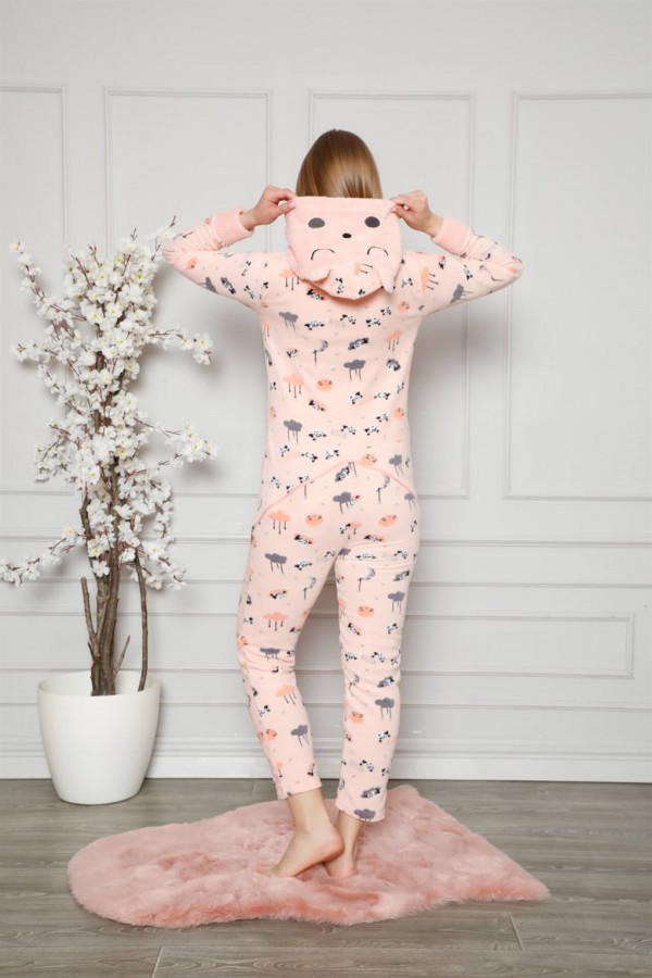 Moda Çizgi Polar Kadın Pijama Takımı
