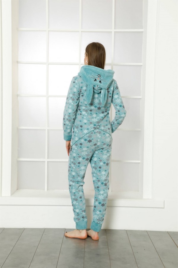 Moda Çizgi Welsoft Polar Kadın Kapşonlu Tulum 818108