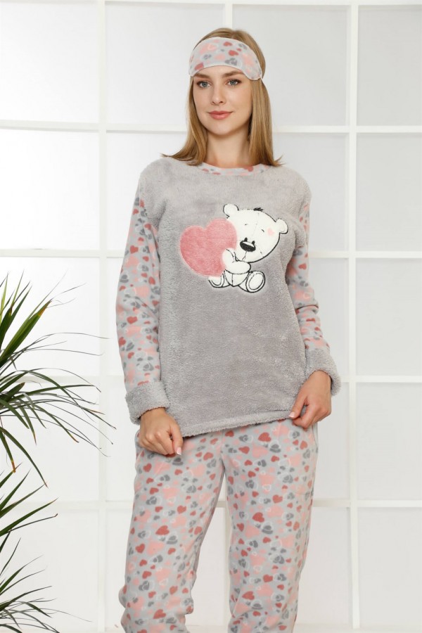 Moda Çizgi Polar Kadın Pijama Takımı