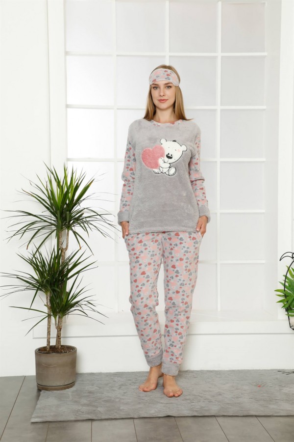 Moda Çizgi Polar Kadın Pijama Takımı