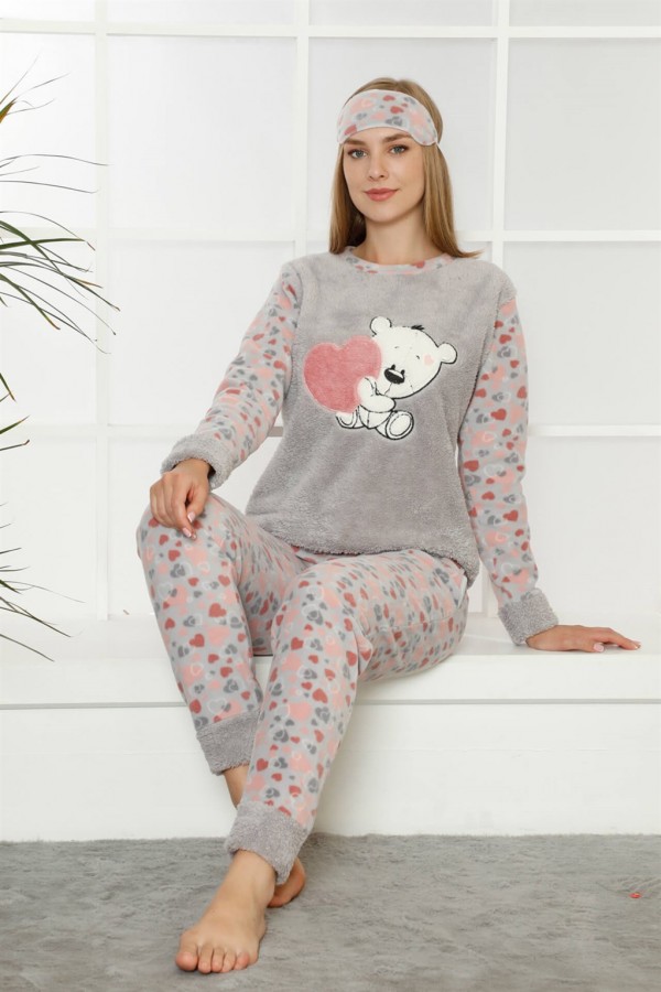 Moda Çizgi Polar Kadın Pijama Takımı