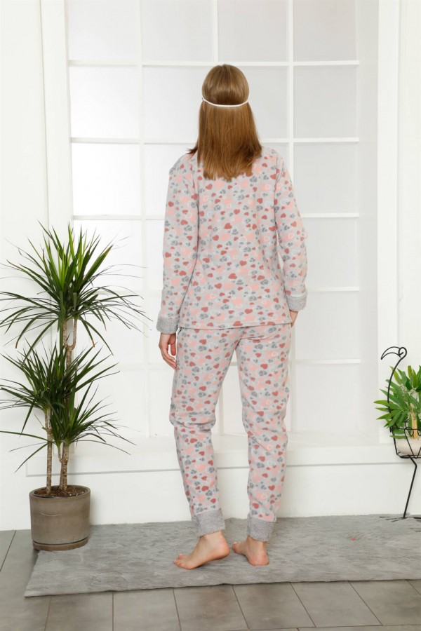 Moda Çizgi Polar Kadın Pijama Takımı