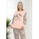 Moda Çizgi Welsoft Polar Kadın Manşetli Pijama Takımı 8403