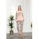 Moda Çizgi Welsoft Polar Kadın Manşetli Pijama Takımı 8403