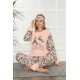 Moda Çizgi Welsoft Polar Kadın Manşetli Pijama Takımı 8403