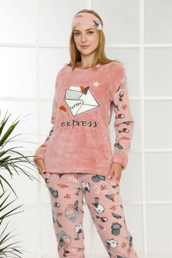 Moda Çizgi Polar Kadın Pijama Takımı