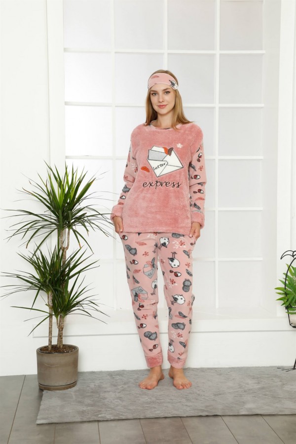 Moda Çizgi Polar Kadın Pijama Takımı