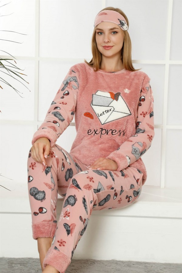 Moda Çizgi Polar Kadın Pijama Takımı